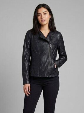 Gap Black Faux Leather Vegan Moto Jacket Women's XS
